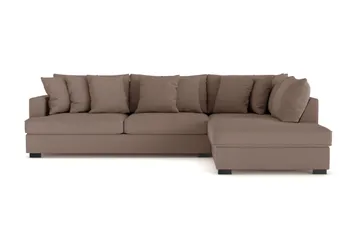 Rossita 4-sits Högervänd L-formad Djup Schäslongsoffa i Tyg - Brun - Möbler - Soffa - Divansoffa & schäslongsoffa - 4 sits soffa med divan