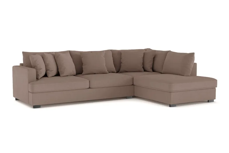 Rossita 4-sits Högervänd L-formad Djup Schäslongsoffa i Tyg - Brun - Möbler - Soffa - Divansoffa & schäslongsoffa - 4 sits soffa med divan