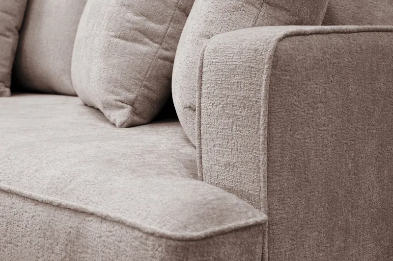 Rossita 4-sits Vänstervänd L-formad Djup Schäslongsoffa i Chenille - Grå / Brun - Möbler - Soffa - Divansoffa & schäslongsoffa - 4 sits soffa med divan