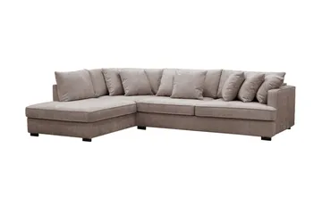 Rossita 4-sits Vänstervänd L-formad Djup Schäslongsoffa i Chenille - Grå / Brun - Möbler - Soffa - Divansoffa & schäslongsoffa - 4 sits soffa med divan