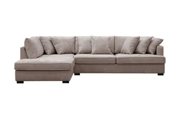 Rossita 4-sits Vänstervänd L-formad Djup Schäslongsoffa i Chenille - Grå / Brun - Möbler - Soffa - Divansoffa & schäslongsoffa - 4 sits soffa med divan