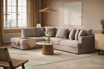 Rossita 4-sits Vänstervänd L-formad Djup Schäslongsoffa i Chenille - Grå / Brun - Möbler - Soffa - Divansoffa & schäslongsoffa - 4 sits soffa med divan