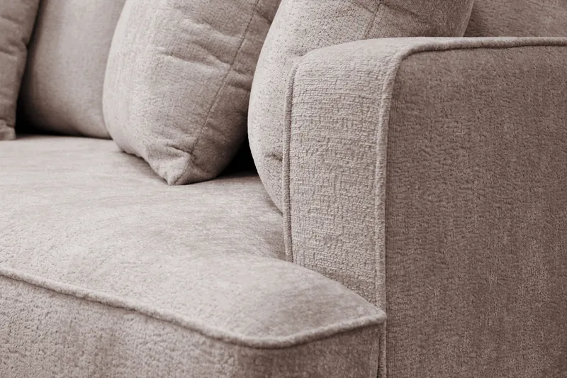 Rossita 4-sits Vänstervänd L-formad Djup Schäslongsoffa i Chenille - Grå / Brun - Möbler - Soffa - Divansoffa & schäslongsoffa - 4 sits soffa med divan