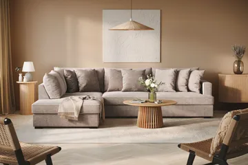 Rossita 4-sits Vänstervänd L-formad Djup Schäslongsoffa i Chenille - Grå / Brun - Möbler - Soffa - Divansoffa & schäslongsoffa - 4 sits soffa med divan