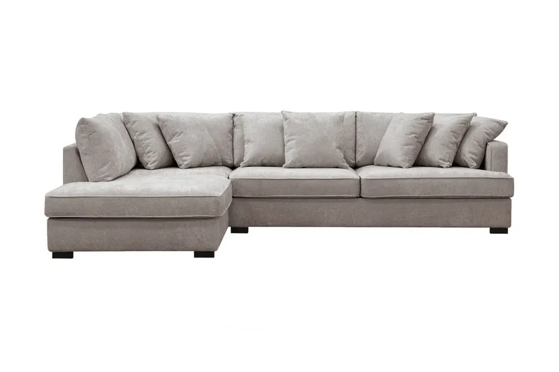 Rossita 4-sits Vänstervänd L-formad Djup Schäslongsoffa i Chenille, Grå / Brun