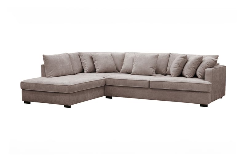 Rossita 4-sits Vänstervänd L-formad Djup Schäslongsoffa i Chenille - Grå / Brun - Möbler - Soffa - Divansoffa & schäslongsoffa - 4 sits soffa med divan