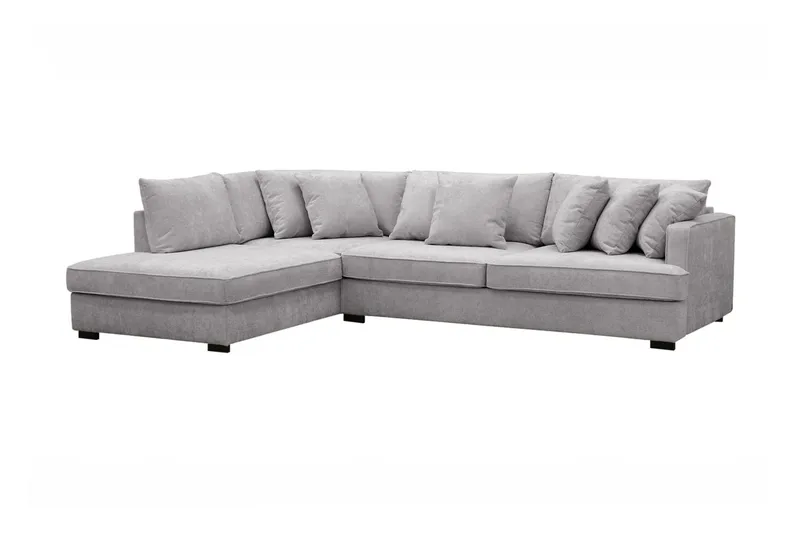 Rossita 4-sits Vänstervänd L-formad Djup Schäslongsoffa i Chenille - Ljus Grå - Möbler - Soffa - Divansoffa & schäslongsoffa - 4 sits soffa med divan