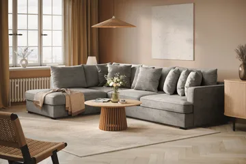 Rossita 4-sits Vänstervänd L-formad Djup Schäslongsoffa i Chenille - Ljus Grå - Möbler - Soffa - Divansoffa & schäslongsoffa - 4 sits soffa med divan