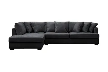 Rossita 4-sits Vänstervänd L-formad Djup Schäslongsoffa i Chenille - Svart - Möbler - Soffa - Divansoffa & schäslongsoffa - 4 sits soffa med divan