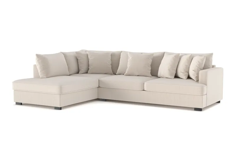 Rossita 4-sits Vänstervänd L-formad Djup Schäslongsoffa i Manchester - Beige - Möbler - Soffa - Divansoffa & schäslongsoffa - 4 sits soffa med divan