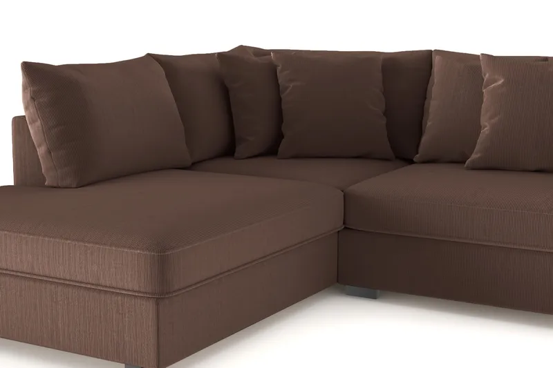 Rossita 4-sits Vänstervänd L-formad Djup Schäslongsoffa i Manchester - Brun - Möbler - Soffa - Divansoffa & schäslongsoffa - 4 sits soffa med divan
