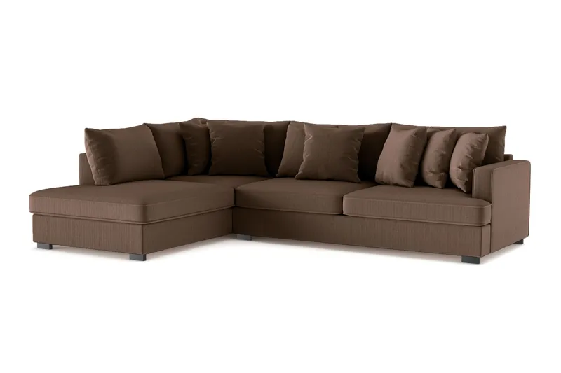Rossita 4-sits Vänstervänd L-formad Djup Schäslongsoffa i Manchester - Brun - Möbler - Soffa - Divansoffa & schäslongsoffa - 4 sits soffa med divan