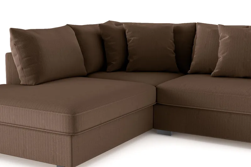 Rossita 4-sits Vänstervänd L-formad Djup Schäslongsoffa i Manchester - Brun - Möbler - Soffa - Divansoffa & schäslongsoffa - 4 sits soffa med divan