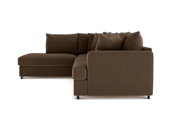 Rossita 4-sits Vänstervänd L-formad Djup Schäslongsoffa i Manchester - Brun - Möbler - Soffa - Divansoffa & schäslongsoffa - 4 sits soffa med divan