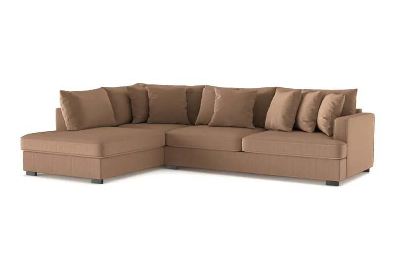 Rossita 4-sits Vänstervänd L-formad Djup Schäslongsoffa i Manchester - Brun - Möbler - Soffa - Divansoffa & schäslongsoffa - 4 sits soffa med divan