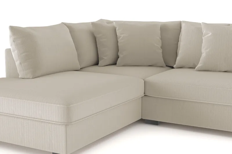 Rossita 4-sits Vänstervänd L-formad Djup Schäslongsoffa i Manchester - Greige - Möbler - Soffa - Divansoffa & schäslongsoffa - 4 sits soffa med divan