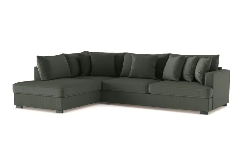 Rossita 4-sits Vänstervänd L-formad Djup Schäslongsoffa i Manchester - Mörkgrön - Möbler - Soffa - Divansoffa & schäslongsoffa - 4 sits soffa med divan