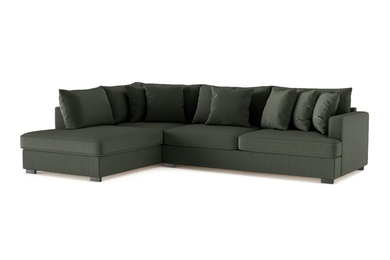 Rossita 4-sits Vänstervänd L-formad Djup Schäslongsoffa i Manchester - Mörkgrön - Möbler - Soffa - Divansoffa & schäslongsoffa - 4 sits soffa med divan