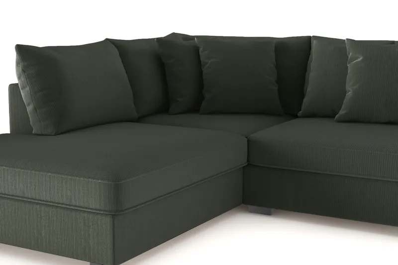 Rossita 4-sits Vänstervänd L-formad Djup Schäslongsoffa i Manchester - Mörkgrön - Möbler - Soffa - Divansoffa & schäslongsoffa - 4 sits soffa med divan