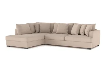 Rossita 4-sits Vänstervänd L-formad Djup Schäslongsoffa i Tyg - Beige - Möbler - Soffa - Divansoffa & schäslongsoffa - 4 sits soffa med divan