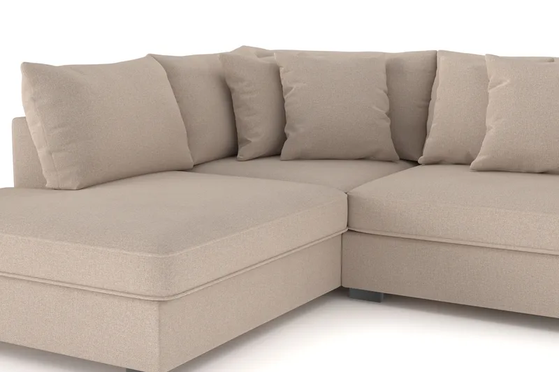 Rossita 4-sits Vänstervänd L-formad Djup Schäslongsoffa i Tyg - Beige - Möbler - Soffa - Divansoffa & schäslongsoffa - 4 sits soffa med divan