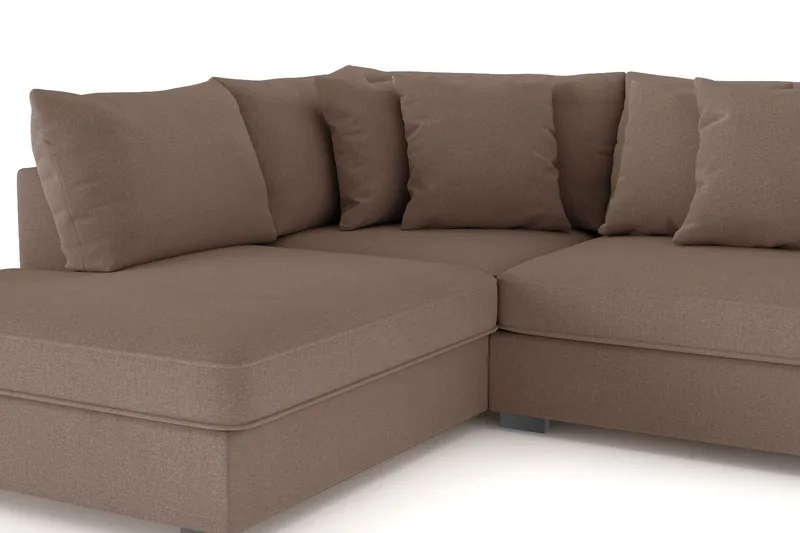 Rossita 4-sits Vänstervänd L-formad Djup Schäslongsoffa i Tyg - Brun - Möbler - Soffa - Divansoffa & schäslongsoffa - 4 sits soffa med divan