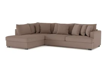Rossita 4-sits Vänstervänd L-formad Djup Schäslongsoffa i Tyg - Brun - Möbler - Soffa - Divansoffa & schäslongsoffa - 4 sits soffa med divan