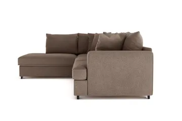 Rossita 4-sits Vänstervänd L-formad Djup Schäslongsoffa i Tyg - Brun - Möbler - Soffa - Divansoffa & schäslongsoffa - 4 sits soffa med divan