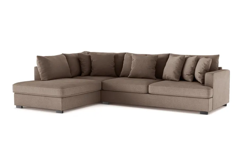 Rossita 4-sits Vänstervänd L-formad Djup Schäslongsoffa i Tyg - Brun - Möbler - Soffa - Divansoffa & schäslongsoffa - 4 sits soffa med divan