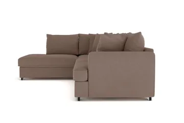 Rossita 4-sits Vänstervänd L-formad Djup Schäslongsoffa i Tyg - Brun - Möbler - Soffa - Divansoffa & schäslongsoffa - 4 sits soffa med divan