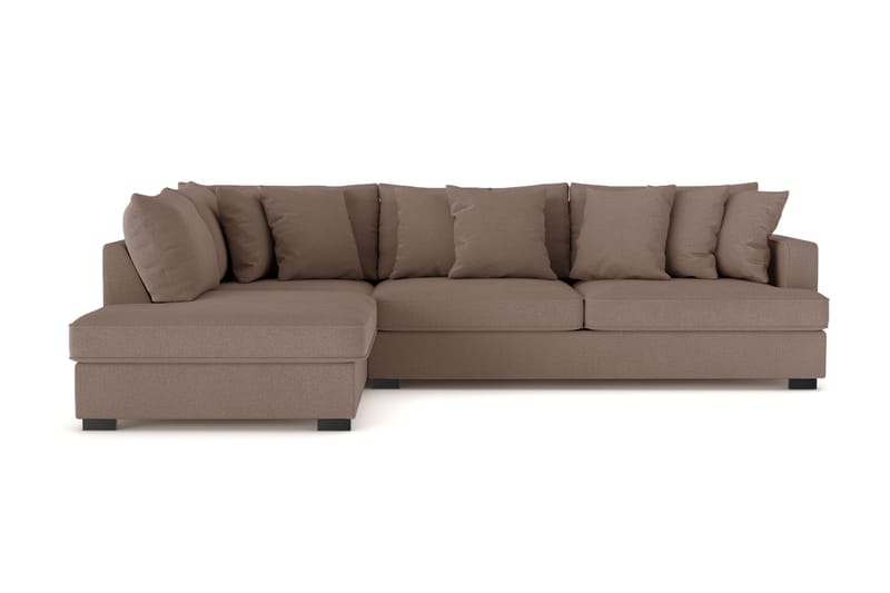 Rossita 4-sits Vänstervänd L-formad Djup Schäslongsoffa i Tyg - Brun - Möbler - Soffa - Divansoffa & schäslongsoffa - 4 sits soffa med divan