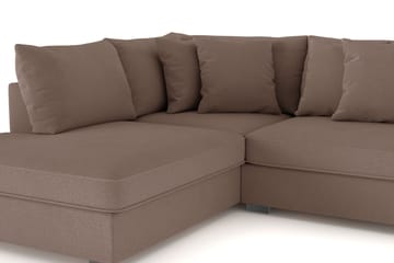 Rossita 4-sits Vänstervänd L-formad Djup Schäslongsoffa i Tyg - Brun - Möbler - Soffa - Divansoffa & schäslongsoffa - 4 sits soffa med divan