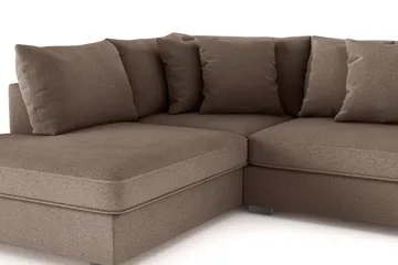 Rossita 4-sits Vänstervänd L-formad Djup Schäslongsoffa i Tyg - Brun - Möbler - Soffa - Divansoffa & schäslongsoffa - 4 sits soffa med divan