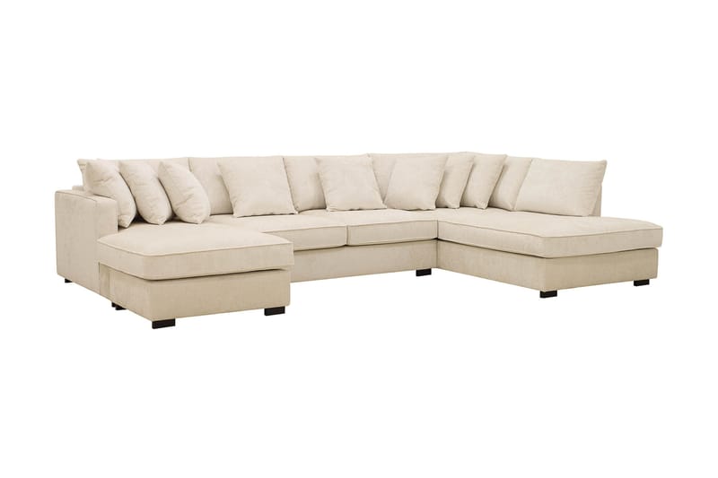 Rossita 5-sits Högervänd U-formad Djup Soffa med Divan och Schäslong i Chenille - Beige - Möbler - Soffa - U-soffa
