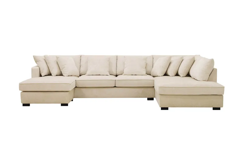 Rossita 5-sits Högervänd U-formad Djup Soffa med Divan och Schäslong i Chenille - Beige - Möbler - Soffa - U-soffa