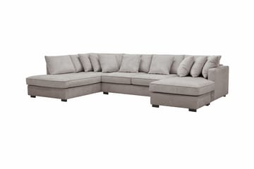 Rossita 5-sits Högervänd U-formad Djup Soffa med Divan och Schäslong i Chenille - Grå / Brun - Möbler - Soffa - U-soffa