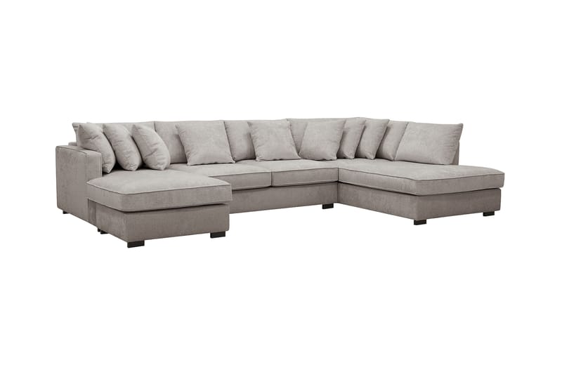 Rossita 5-sits Högervänd U-formad Djup Soffa med Divan och Schäslong i Chenille - Grå / Brun - Möbler - Soffa - U-soffa