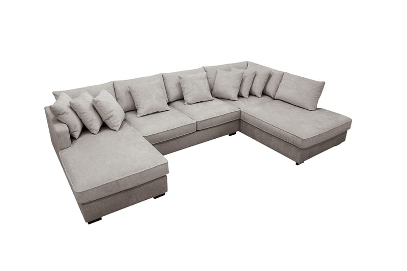 Rossita 5-sits Högervänd U-formad Djup Soffa med Divan och Schäslong i Chenille - Grå / Brun - Möbler - Soffa - U-soffa