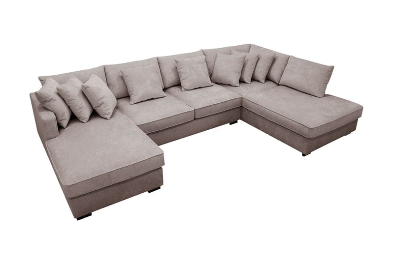 Rossita 5-sits Högervänd U-formad Djup Soffa med Divan och Schäslong i Chenille - Grå / Brun - Möbler - Soffa - U-soffa