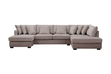 Rossita 5-sits Högervänd U-formad Djup Soffa med Divan och Schäslong i Chenille - Grå / Brun - Möbler - Soffa - U-soffa