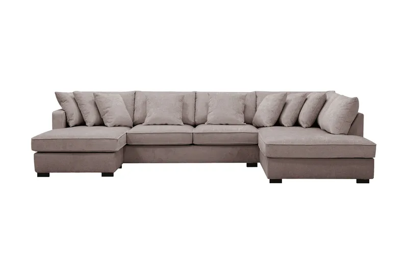 Rossita 5-sits Högervänd U-formad Djup Soffa med Divan och Schäslong i Chenille - Grå / Brun - Möbler - Soffa - U-soffa