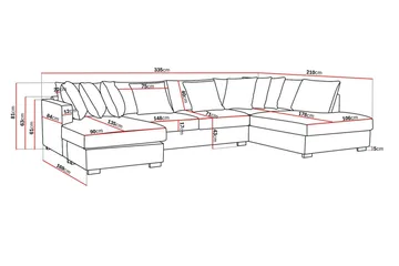 Rossita 5-sits Högervänd U-formad Djup Soffa med Divan och Schäslong i Chenille - Grå - Möbler - Soffa - U-soffa