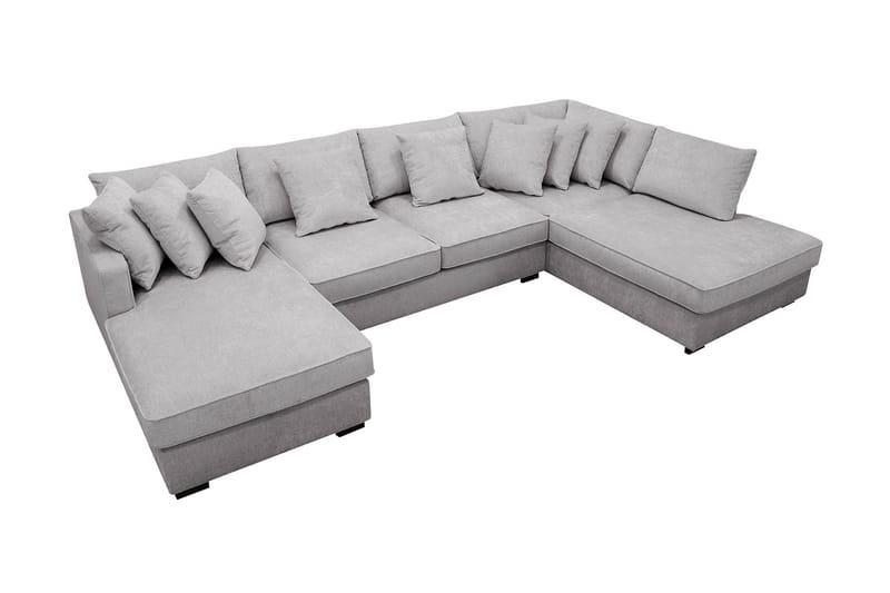 Rossita 5-sits Högervänd U-formad Djup Soffa med Divan och Schäslong i Chenille - Grå - Möbler - Soffa - U-soffa