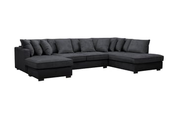 Rossita 5-sits Högervänd U-formad Djup Soffa med Divan och Schäslong i Chenille - Svart - Möbler - Soffa - U-soffa