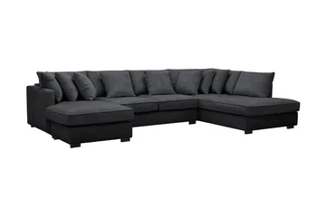 Rossita 5-sits Högervänd U-formad Djup Soffa med Divan och Schäslong i Chenille - Svart - Möbler - Soffa - U-soffa
