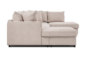 Rossita 5-sits Högervänd U-formad Djup Soffa med Divan och Schäslong i Sammet - Beige - Möbler - Soffa - Sammetssoffa