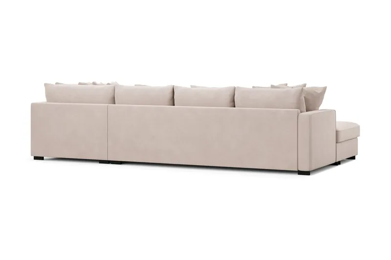 Rossita 5-sits Högervänd U-formad Djup Soffa med Divan och Schäslong i Sammet - Beige - Möbler - Soffa - Sammetssoffa