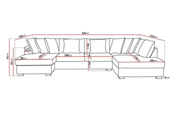 Rossita 5-sits Högervänd U-formad Djup Soffa med Divan och Schäslong i Tyg - Beige - Möbler - Soffa - U-soffa