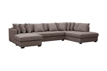 Rossita 5-sits Högervänd U-formad Djup Soffa med Divan och Schäslong i Tyg - Brun - Möbler - Soffa - U-soffa