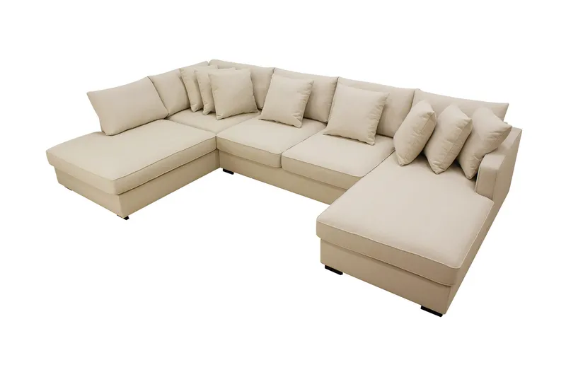 Rossita 5-sits Vänstervänd U-formad Djup Soffa med Divan och Schäslong i Bouclé - Beige - Möbler - Soffa - U-soffa